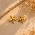 Gold Plated Anti Tarnish Starfish Stud Earrings