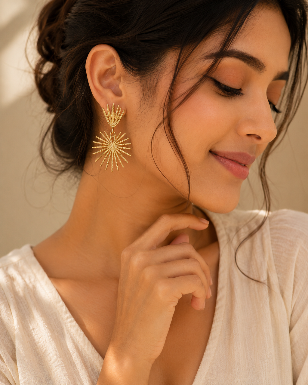 Gold Plated Anti tarnish Spike Danglers for Women