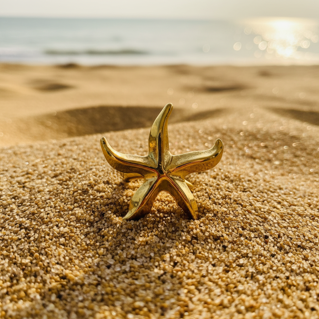 Gold Plated Anti Tarnish Shiny Shore Star Ring