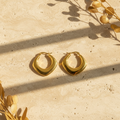 Gold Plated Anti Tarnish Chunky Square Hoop Earrings