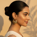 Gold Plated Anti Tarnish Textured Crescent Hoop Earrings