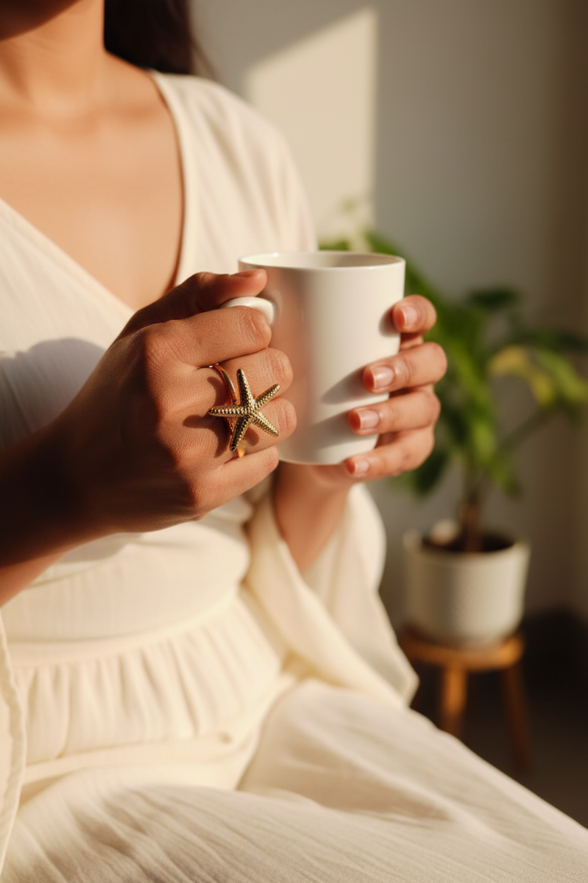 Gold Plated Anti Tarnish Star-Shaped Ring