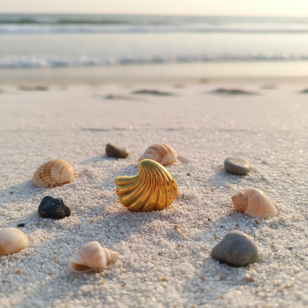 Gold Plated Anti Tarnish Seashell Ring