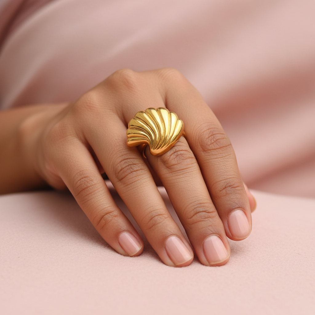 Gold Plated Anti Tarnish Seashell Ring
