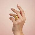 Gold Plated Ribbed Groove Ring