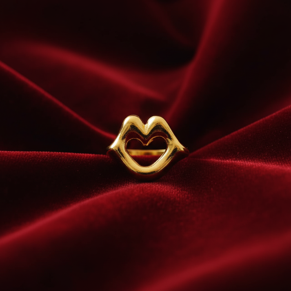 Gold Plated Anti Tarnish Lips Heart Ring