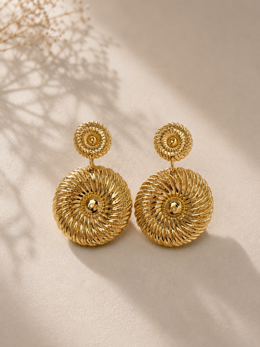 Gold-Plated Anti Tarnish Retro flower Earrings